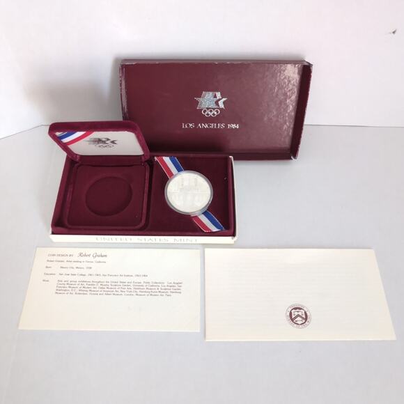 United States 1984 Olympics Los Angeles Robert Graham Silver Dollar Proof Coin S - Picture 2 of 8